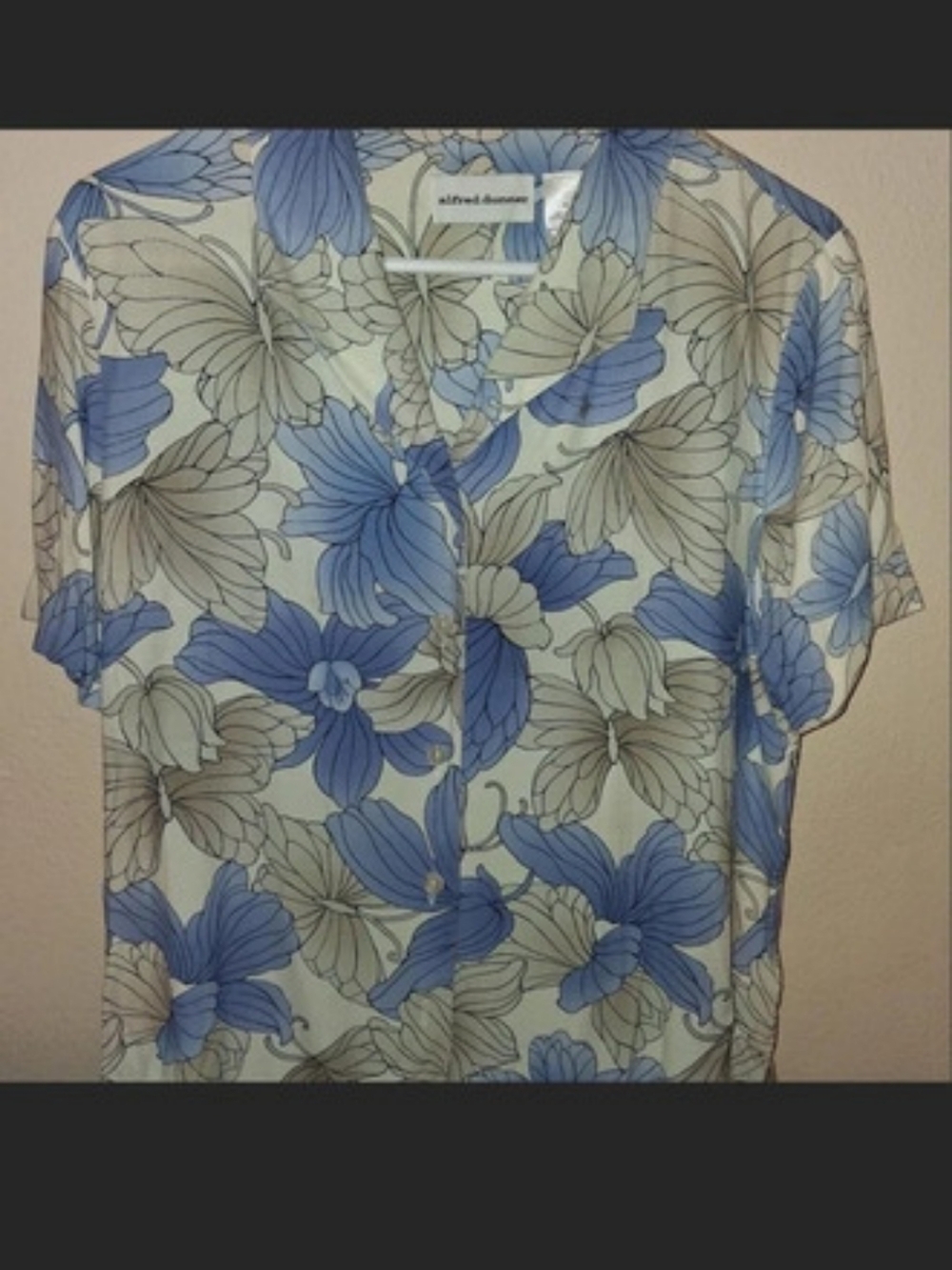 Alfred Dunner Floral Blouse in Blue & Cream Size 12